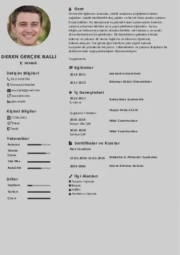 İç Mimar Cv Örnekleri cv indir